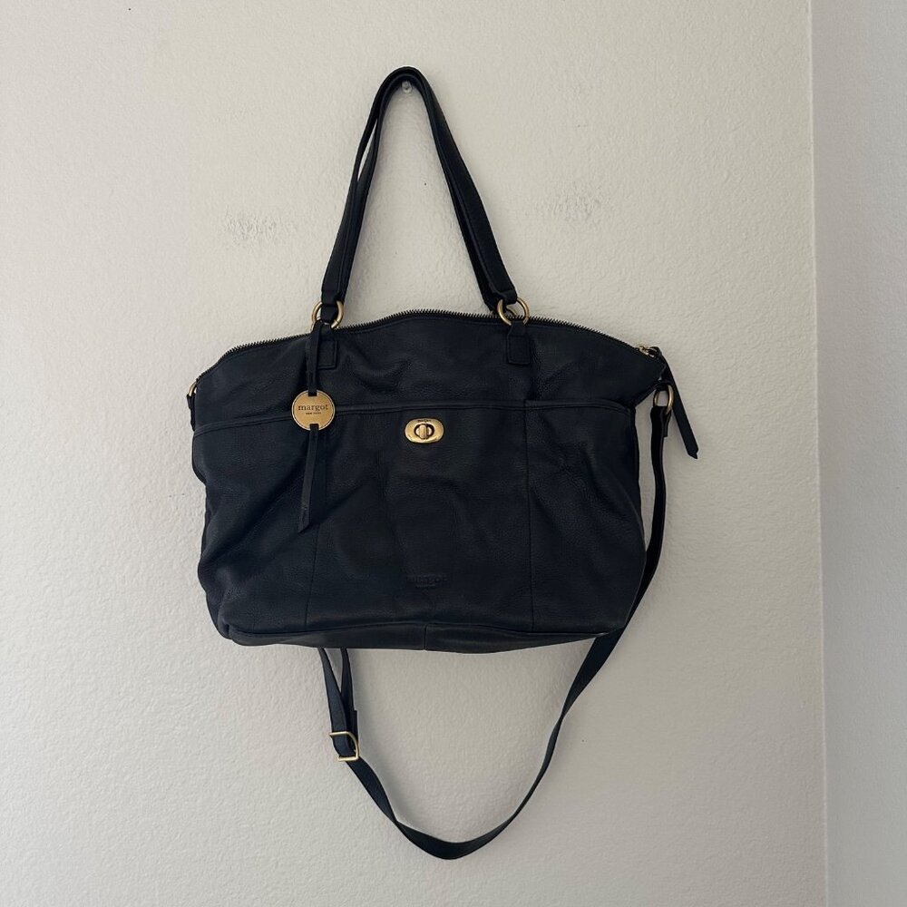 Margot New York Black Leather Crossbody Bag